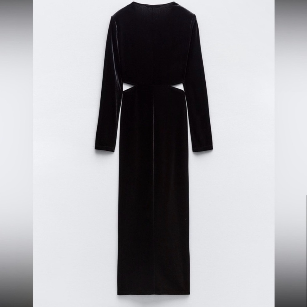 NWT ZARA VELVET MIDI CUTOUT DRESS - M - Picture 7 of 13